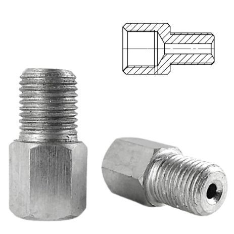 Резьбовой переходник для тормозных трубок M10x1 мм внутренняя резьба - M12x1 мм наружная резьба, оцинкованная сталь В101Н121Ч