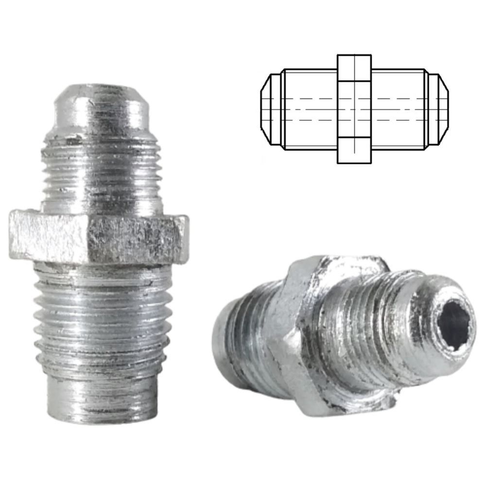 Резьб. переходник для торм. трубок с резьбой (наруж.н. м14x1.5 мм-наруж. м14x1.5 мм оцинк. сталь) Н143Н143Ч Резьб. переходник для торм. трубок с резьбой (наруж.н. м14x1.5 мм-наруж. м14x1.5 мм оцинк. сталь) Н143Н143Ч