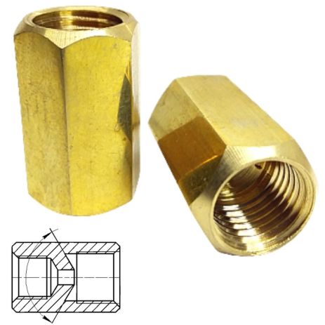 Резьб. переходник для торм. трубок с резьбой (внутр. М10x1.25 мм-внутр. М10x1 мм Латунь) В102В101^Л