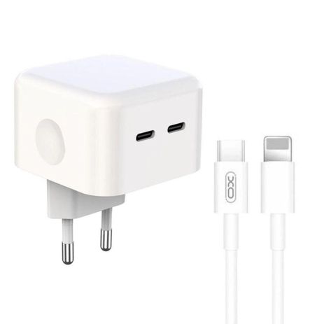 Сетевое Зарядное Устройство XO L102 EU Dual type-C port 35W Type-C to Lightning Белый