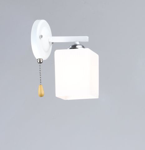 Бра настінне на 1 плафон VALESO N6788/1W для спальні вітальні білий хром
