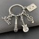 Брелок на музыкальную тематику гитара скрипичный ключ микрофон музыкальные инструменты