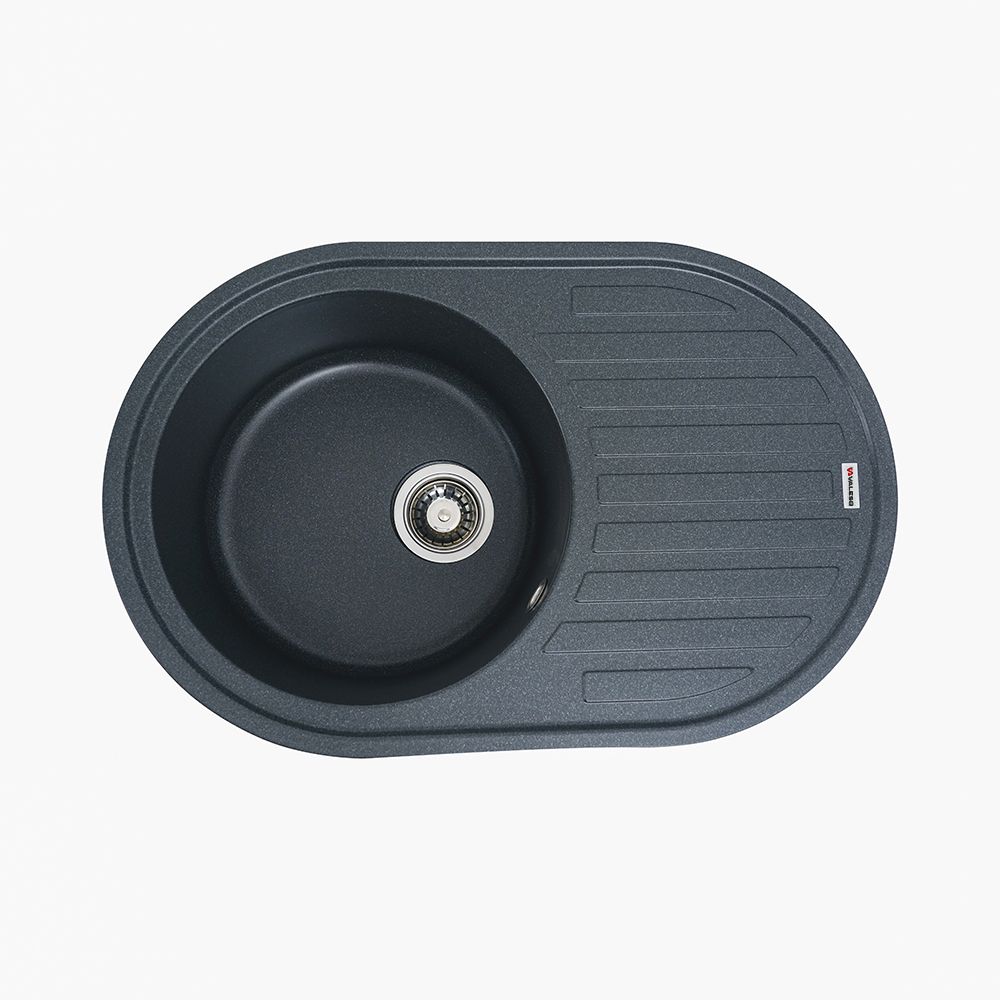 Матовая гранитная кухонная мойка Valeo Lira 7750, антрацит Матовая гранитная кухонная мойка Valeo Lira 7750, антрацит