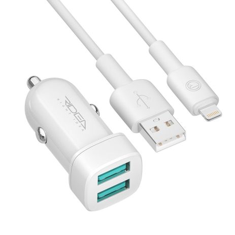 Авто Зарядное Устройство Ridea RCC-21312 Grand Lightning 2USB 2.4 A Белый