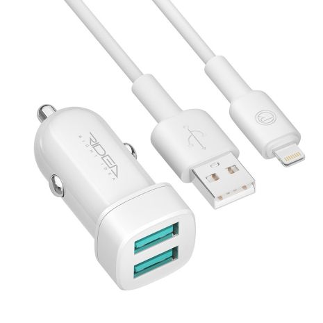 Автомобільний зарядний пристрій Ridea RCC-21312 Grand Lightning 2USB 2.4 A White