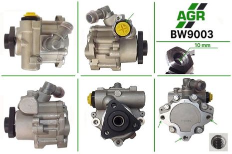 Насос ГУР с механическим приводом, BMW 3 E-36 90-00; 3 E-46 98-05; 5 E-34 88-96; 5 E-39 95-03, AGR (BW9003)