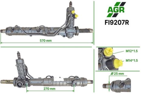 Рулевая рейка с ГУР, восстановленная, FIAT MULTIPLA (186) 99-10, AGR (FI9207R)