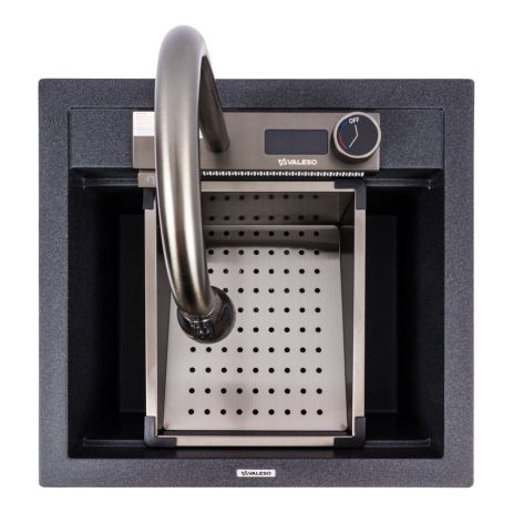 Гранітна кухонна мийка VALESO VIVA 5149 матова Карбон