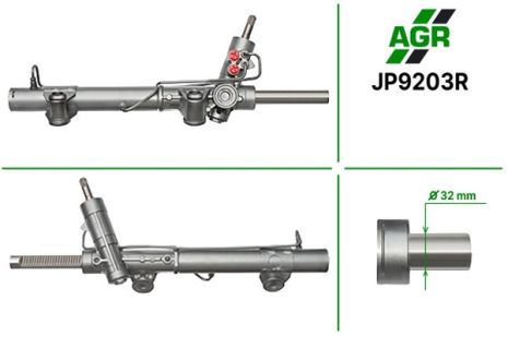Рулевая рейка с ГУР, восстановленная, JEEP CHEROKEE (KJ) 01-08, JEEP LIBERTY 01-06, AGR (JP9203R)