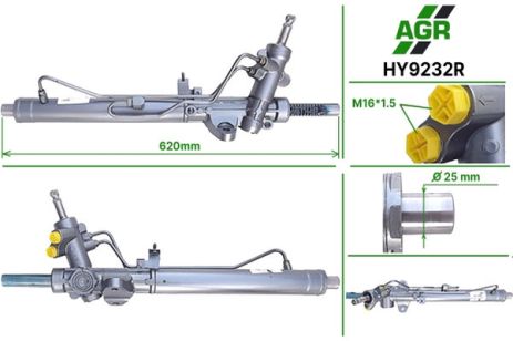 Рулевая рейка с ГУР, восстановленная, HYUNDAI Accent 2011-, HYUNDAI Solaris 2011-, KIA Rio 2011-, AGR (HY9232R