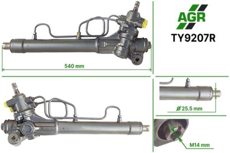Рулевая рейка с ГУР, TOYOTA CELICA (ST20_, AT20_) 93-99, CELICA CABRIO (AT20_, ST20_), AGR (TY9207R)