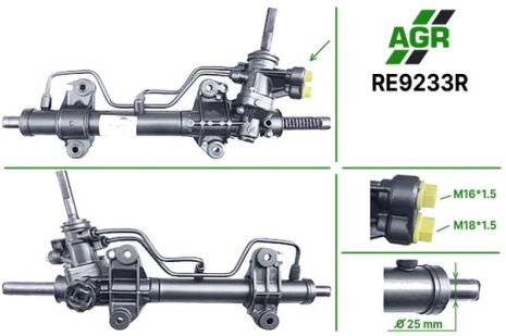 Рулевая рейка с ГУР, восстановленная, RENAULT LAGUNA 93-01, AGR (RE9233R)