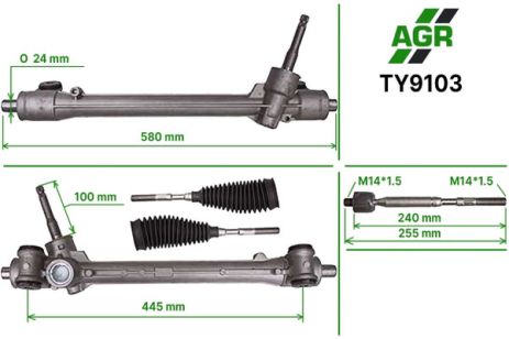 Рулевая рейка без УР, новая, CITROEN C1 2005-;PEUGEOT 107 2005-, AGR (TY9103)