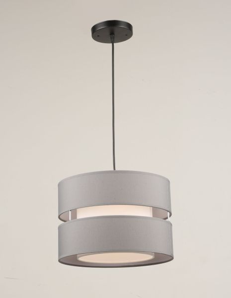 Светильник подвесной лофт с тканевым абажуром VALESO N6851/1H для кухни спальни серый черный