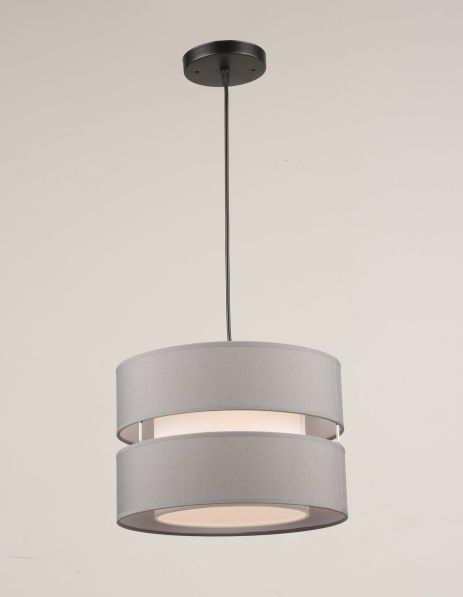 Светильник подвесной лофт с тканевым абажуром VALESO N6851/1H для кухни спальни серый черный
