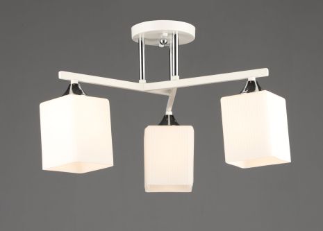 Люстра потолочная на 3 плафона VALESO N6788/3 для спальни гостиной белый хром