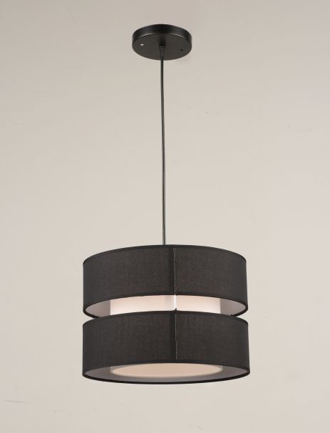 Светильник подвесной лофт с тканевым абажуром VALESO N6851/1H для кухни спальни черный