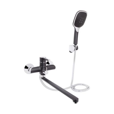 Смеситель для ванны Qtap Grand с поворотным изливом (c душевым гарнитуром) QTGRABCR005 Chrome/Black Смеситель для ванны Qtap Grand с поворотным изливом (c душевым гарнитуром) QTGRABCR005 Chrome/Black