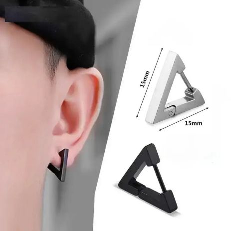 Чоловіча чорна сережка трикутник у формі трикутника 1шт Чоловіча чорна сережка трикутник у формі трикутника 1шт