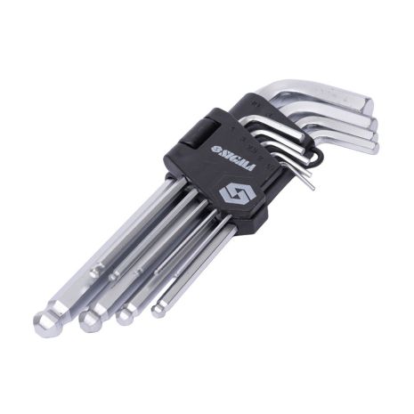 Шестигранні ключі 9шт 1.5-10мм CrV (середня куля) SIGMA 4022121