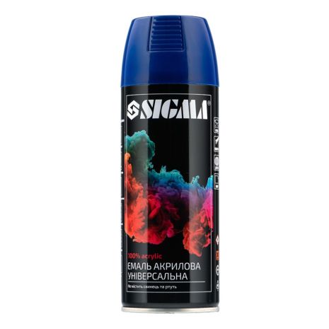 Емаль аерозольна акрилова 400мл RAL 5002 ультрамариново-синій глянець SIGMA 2737141