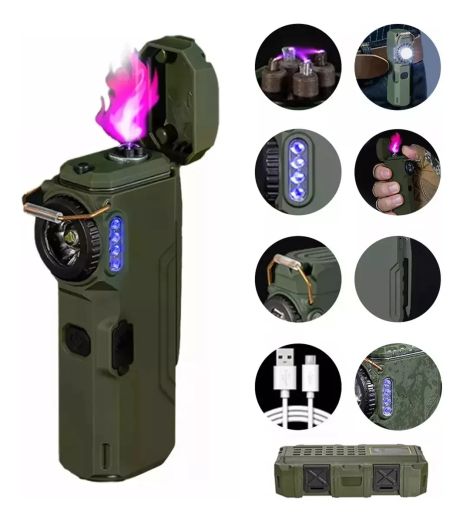 Ліхтарик - запальничка імпульсно-дугова D51-SMD green в кейсі