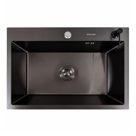 Черная кухонная мойка PVD 65*45 Valeso Handmade (круглый сифон, 3,0/0,8) Черная кухонная мойка PVD 65*45 Valeso Handmade (круглый сифон, 3,0/0,8)