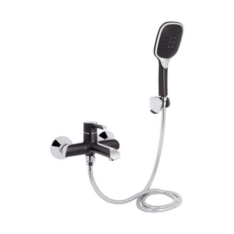 Смеситель для ванны Qtap Grand (c душевым гарнитуром) QTGRABCR006 Chrome/Black