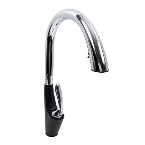 Смеситель кухонный с выдвижным изливом VALESO OB-D91C (хром/черный мат, латунь)