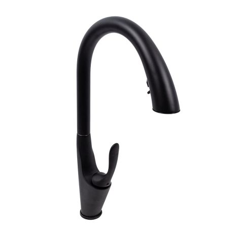 Змішувач кухонний з висувним виливом VALESO OB-D91A (PVD чорний, латунь)