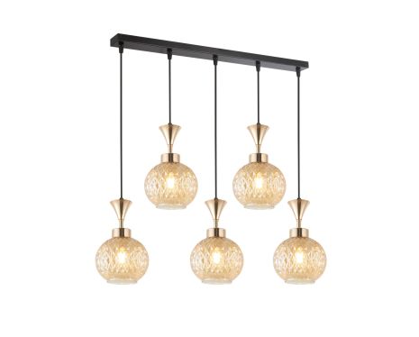 Підвісна Люстра INTEREES IS W8001-5 AMBER BK+FG