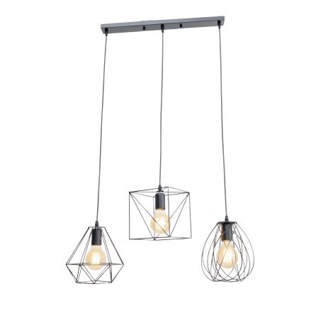 Підвісний світильник VALESO TY307-3 Лофт чорний E27 на три плафони