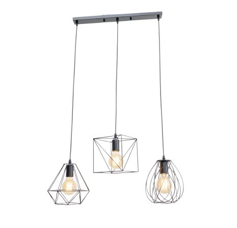 Підвісний світильник VALESO TY307-3 Лофт чорний E27 на три плафони