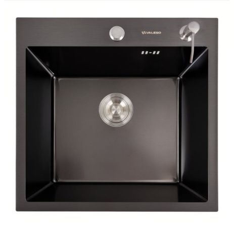 Кухонна мийка 50*50 чорна Valeso Handmade (товщина 3,0/1.5)