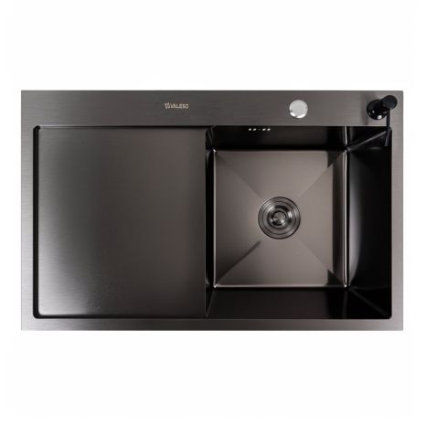 Кухонна мийка CM 78*50 R VALESO чорна PVD Handmade (круглий сифон 3,0/0,8)