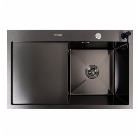 Кухонна мийка CM 78*50 R VALESO чорна PVD Handmade (круглий сифон 3,0/0,8)