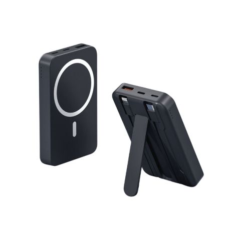 Магнітний Power Bank 20000 mAh 22.5W LX-DX132 з бездротовою зарядкою MagSafe та вбудованими кабелями чорний