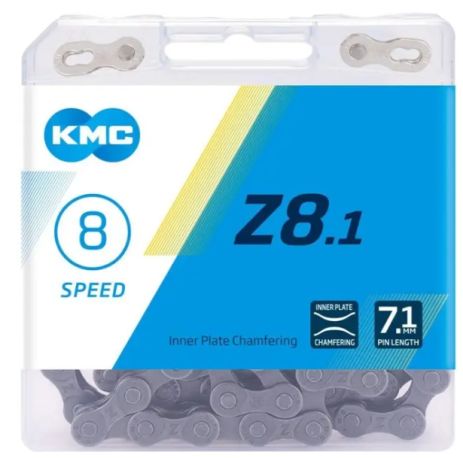 Цепь KMC Z8.1 Gray для 8 скоростных трансмиссий велосипеда, с замком