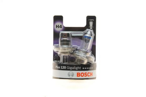 Лампа розжарювання H4 12V 60/55W P43t Plus 120 Gigalight (компл), BOSCH (1987301425)