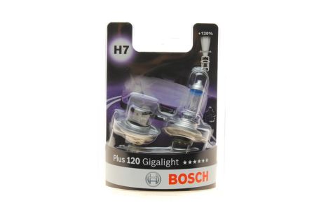 Лампа розжарювання H7 12V 55W PX26d Plus 120 Gigalight (компл. 2шт), BOSCH (1987301426)