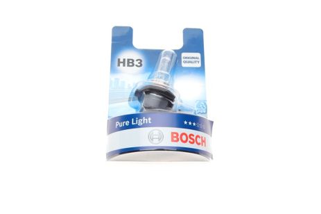 Лампа накаливания HB3 12V 60W P20d PURE LIGHT 1шт. blister, HB3, BOSCH (1987301062)
