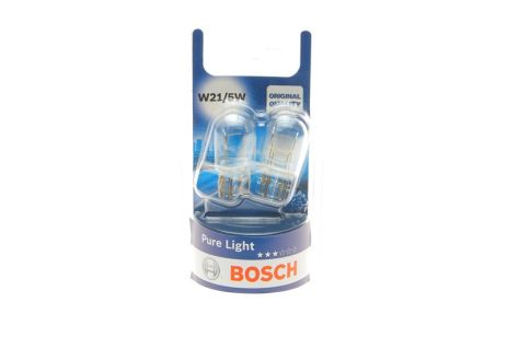 Лампа розжарювання W21/5W 12V W3x16q PURE LIGHT (blister 2шт), BOSCH (1987301079)