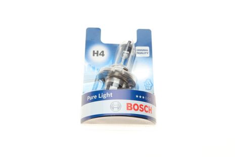 Лампа розжарювання H4 12V 60/55W P43t PURE LIGHT, H4, BOSCH (1987301001)