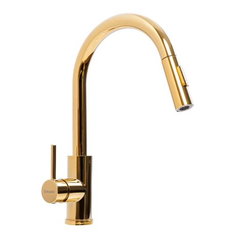 Кухонный смеситель Valeso с выдвижной лейкой NES-JL7 (PVD золото)