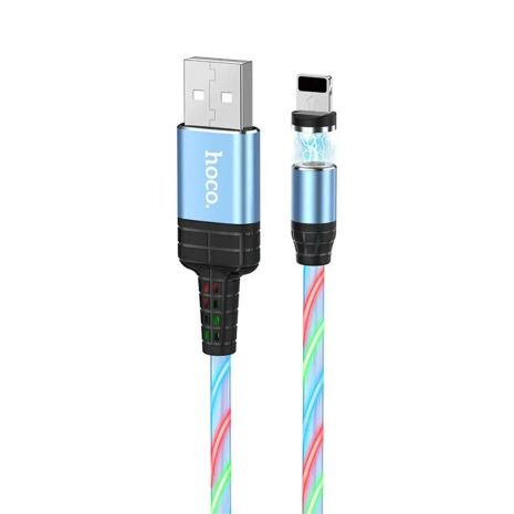 USB Кабель HOCO U90 магнитный USB - Lightning (1М) (голубой)