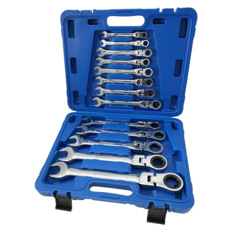 Набір ключів комбінованих з тріскачкою та шарніром 8,10,12-15,17,19,22,24,27,30,32мм 13од. СТАНДАРТ Набір ключів комбінованих з тріскачкою та шарніром 8,10,12-15,17,19,22,24,27,30,32мм 13од. СТАНДАРТ