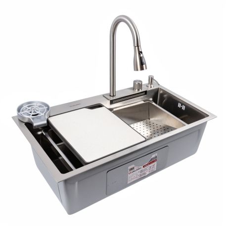 Кухонная мойка сатин Valeso Handmade "Водопад" (ДЕКОР) 75x45B