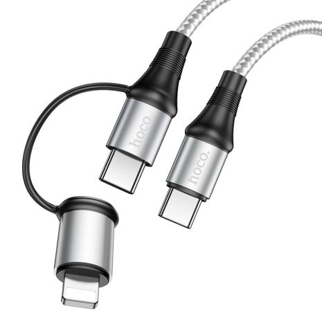 USB Кабель HOCO X50 2in1 Type-C - Type-C + Lightning (1М) (серый) USB Кабель HOCO X50 2in1 Type-C - Type-C + Lightning (1М) (серый)