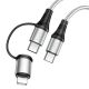 USB Кабель HOCO X50 2in1 Type-C - Type-C + Lightning (1М) (серый)