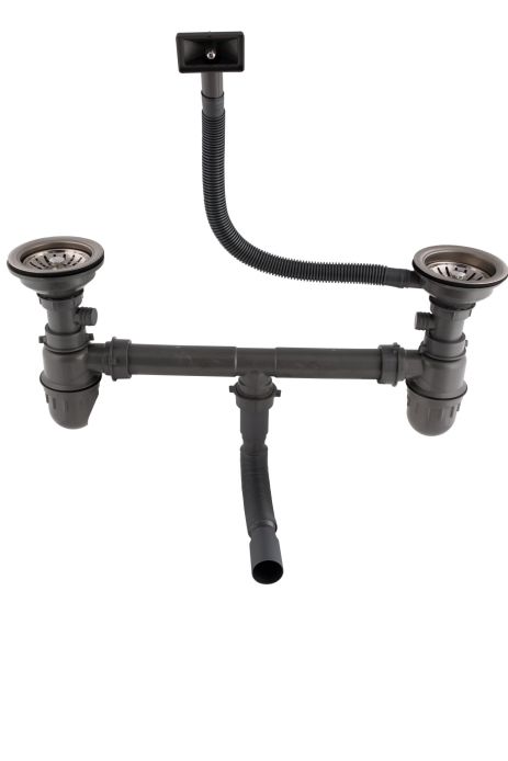 Євросифон подвійний для мийок з нержавіючої сталі VALESO